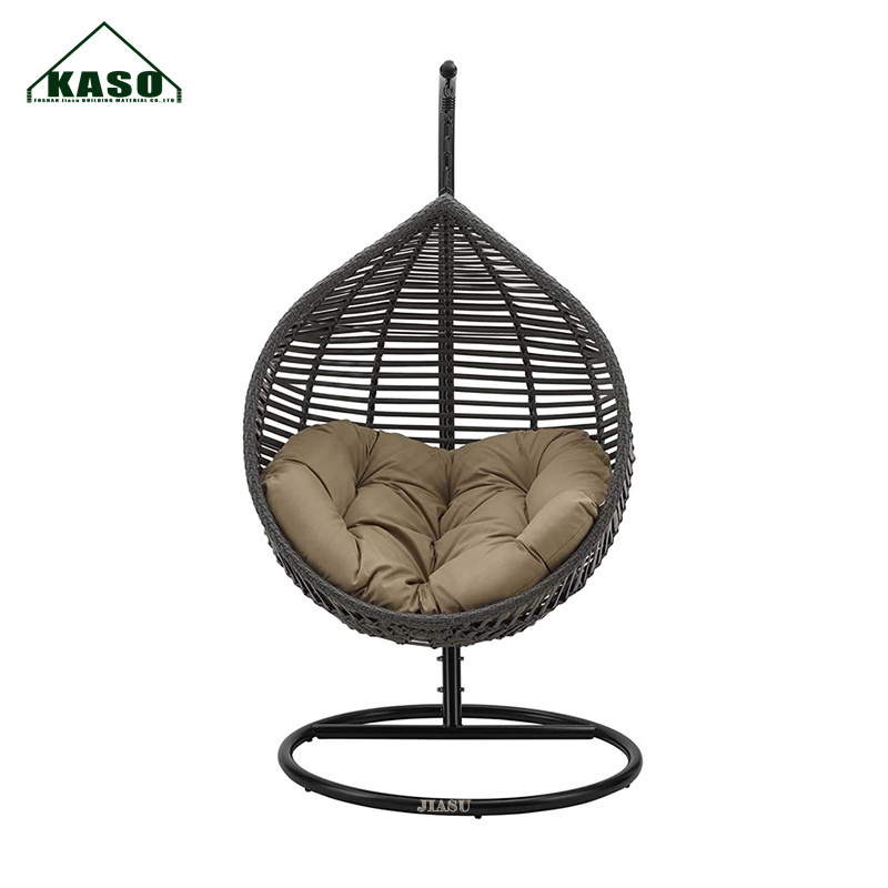 Swing Chair with Stand Legs Kids Swinging Black Modern Garden Outdoor Furniture Rattan Hanging Egg Chair