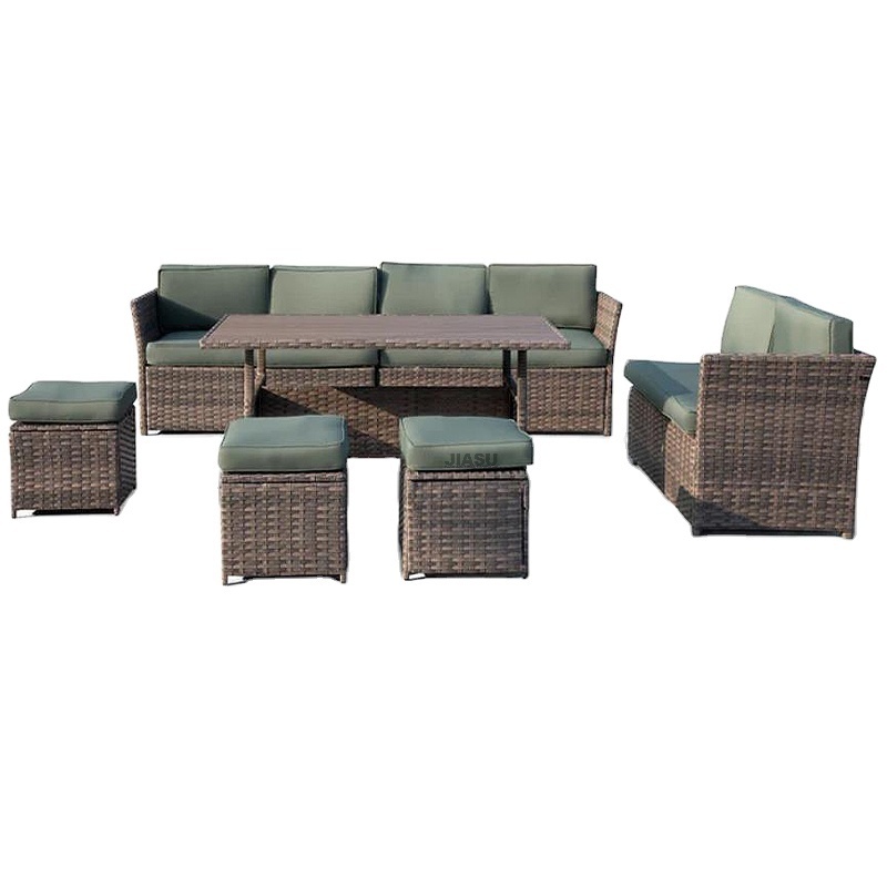 Modern Wicker Rattan Patio Sectional Furniture Fire Pit Relax Couch L Shaped Aluminum Metal Hotel Outdoor Garden Sofa Set