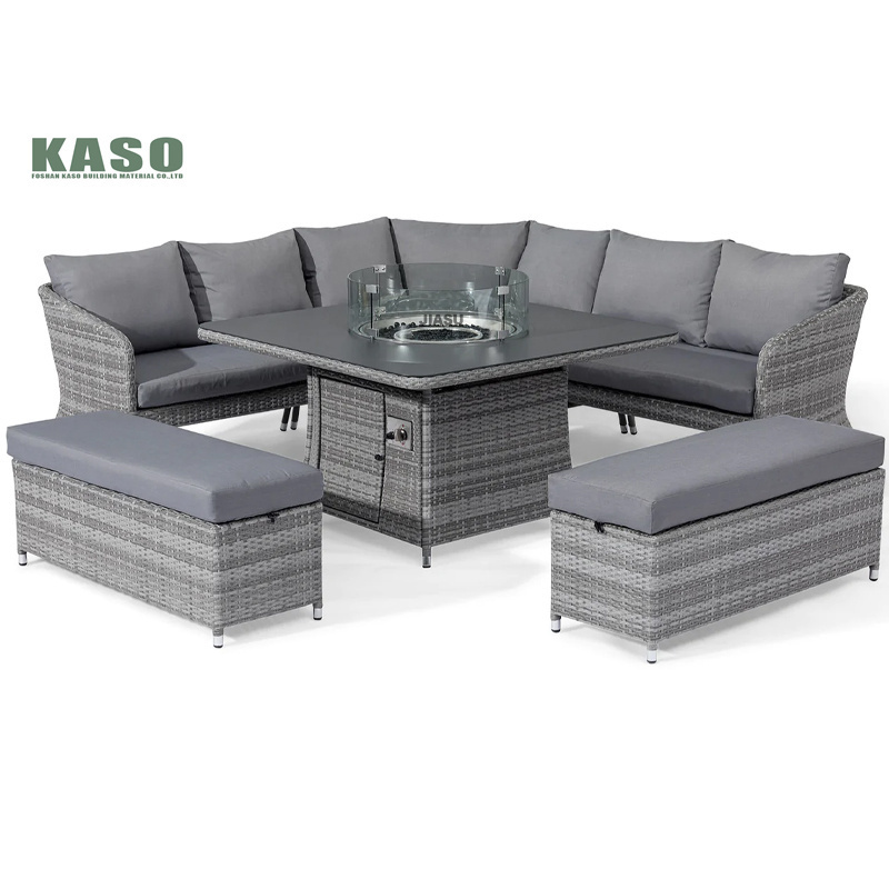 Sofa Chair And Table Fire Pit Dining Set Large Garden Rattan Modern Aluminum 4 Piece Outdoor Patio Furniture Sets