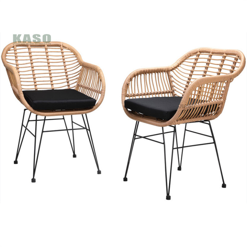 Outdoor Indoor Furniture Garden Set 3 Pieces Rattan Acapulco Chair Egg Chair With Glass Table