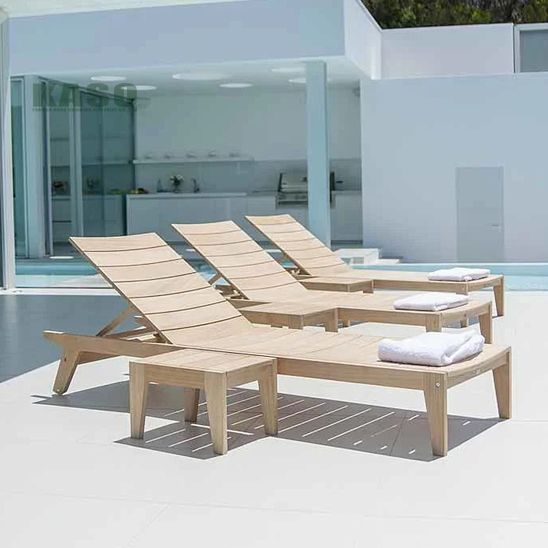 Poolside White Wood Garden Teak Sun Bed beach Beach Metal Aluminum Chaise Swimming Modern Outdoor Pool Lounge Chairs