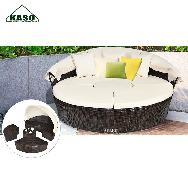 Sunbed Lounger Cushion Rattan Cane Furniture Canopy Aluminum Sun Bed White Day Hotel Pool Beds Aluminium Outdoor Double Daybed