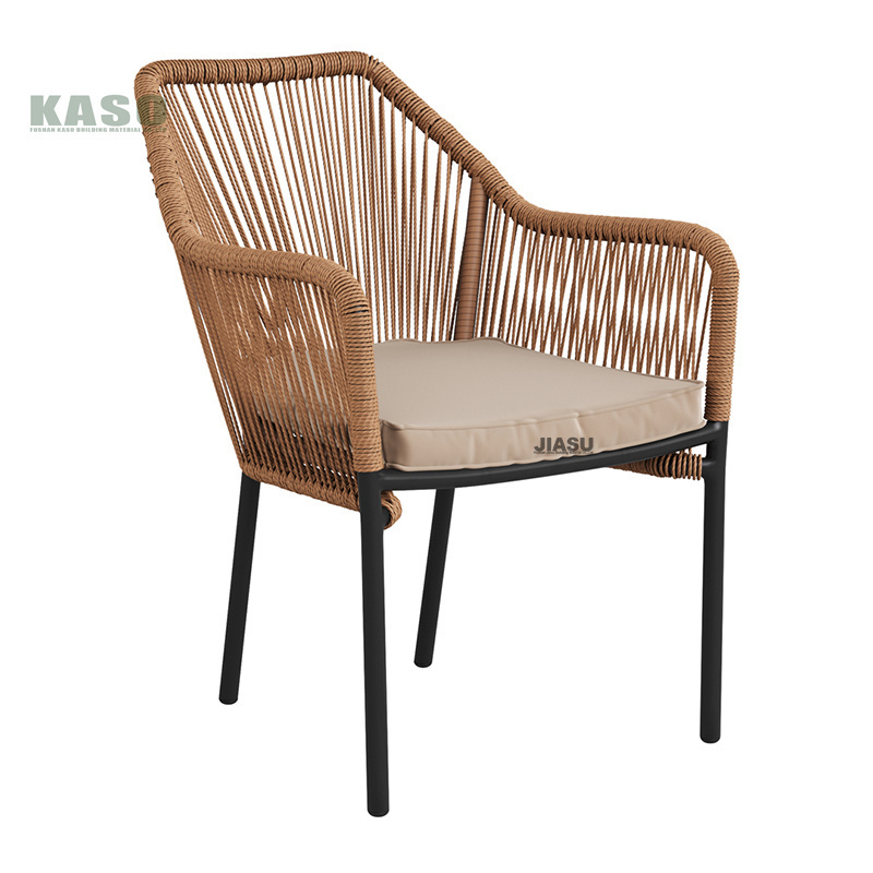 Wicker Rattan Cane Teak Wooden Stackable Restaurant Dining Outdoor Metal Modern Luxury Garden Leisure Aluminum Rope Patio Chair