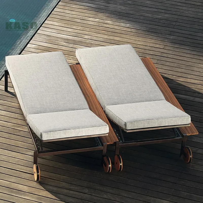 Outdoor Hotel Luxury Teak Wood Garden Modern Chaise Rope Aluminium Sun Bed Rattan Sun Lounger Villa Swimming Pool Deck Chair