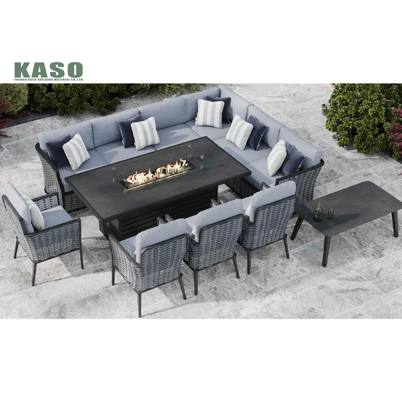 Outdoor Furniture Set Fire Pit Rattan Wicker Chair Table Metal Sectional Dinning Modern Bistro 4 Piece Sets Patio Dining Sets