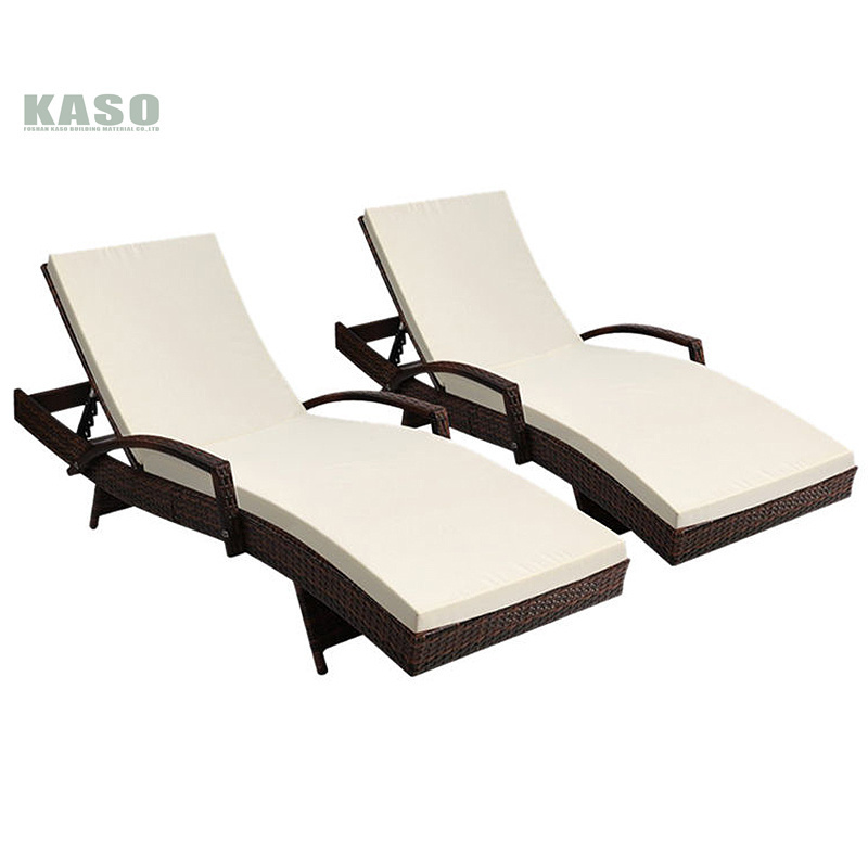 Sun Lounger White Hotel Wooden Teak Wood Double Swimming Pool Patio Garden Leisure Beach Aluminum Rope Outdoor Chaise Lounge