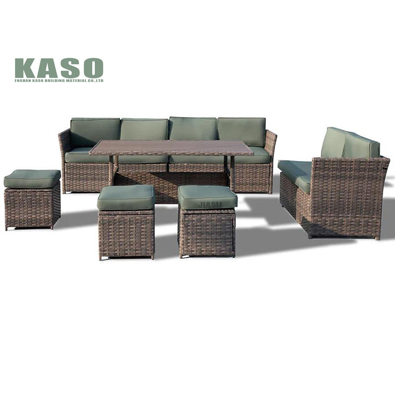 4 Pcs L Shape Corner Patio Furniture Garden Set Price Terrace Fire Pit Table Grey Cane Synthetic Wicker Outdoor Rattan Sofa Set