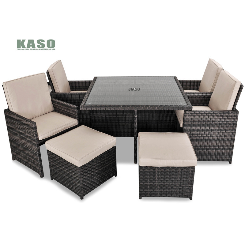 Outdoor Furniture Rattan Wicker Patio Furniture Garden Set Long Dining Set With Cushions