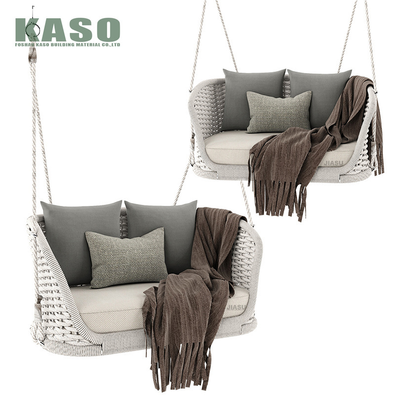 Bed Adult Round Wicker Hanging Outdoor Patio Swings Gazebo Porch Rattan Cushion Metal Stand Seat Chairs Swing Daybed