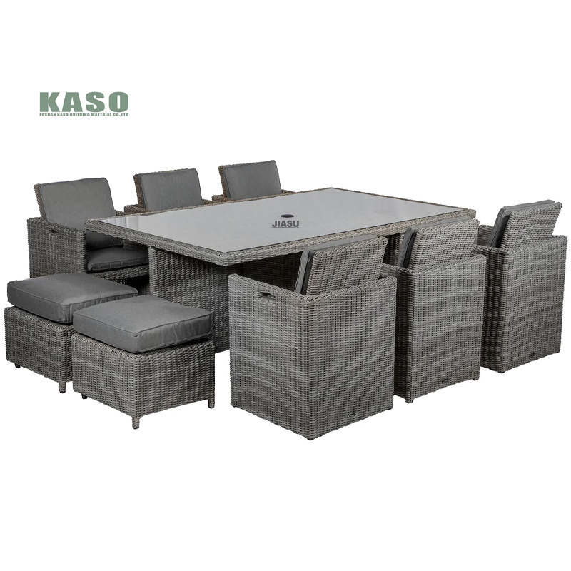 Outdoor Furniture Rattan Wicker Patio Furniture Garden Set Long Dining Set With Cushions