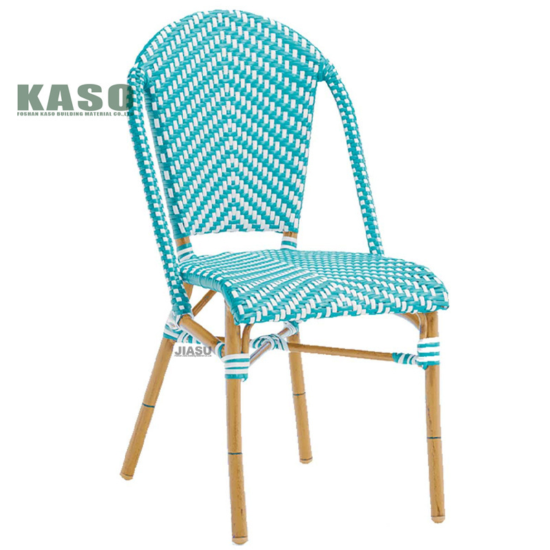 Balcony Aluminum Wicker Dining Chairs Dinning Seat Metal Beach Cane Beach Woven Roped Ratan Patio Outdoor Rattan Garden Chair