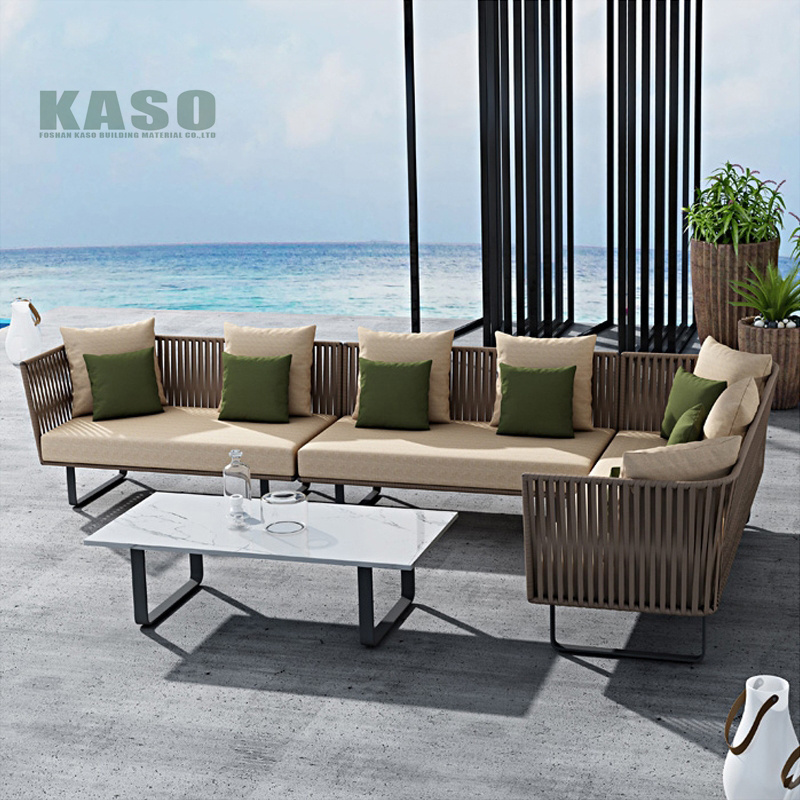 Outdoor Sectional Hotel Outdoor Furniture Conversation Lounge Set Couch Aluminum Rope Weaving Patio Furniture Set Garden Sofa