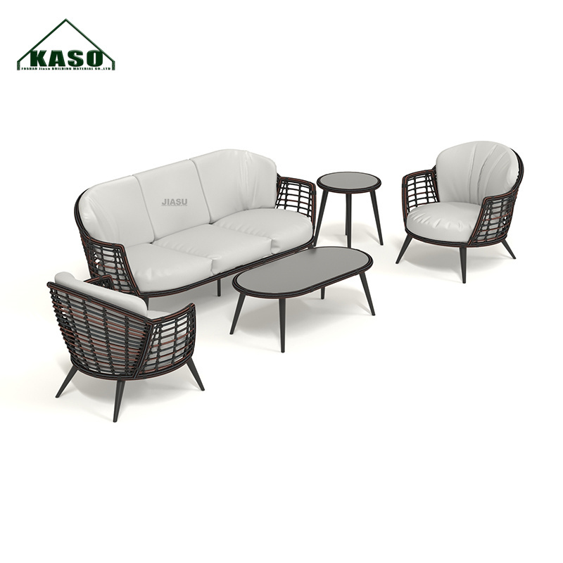 Hotel Villa Waterproof Large Lounge Sofa Set With Cushions For Garden Patio Furniture Outdoor