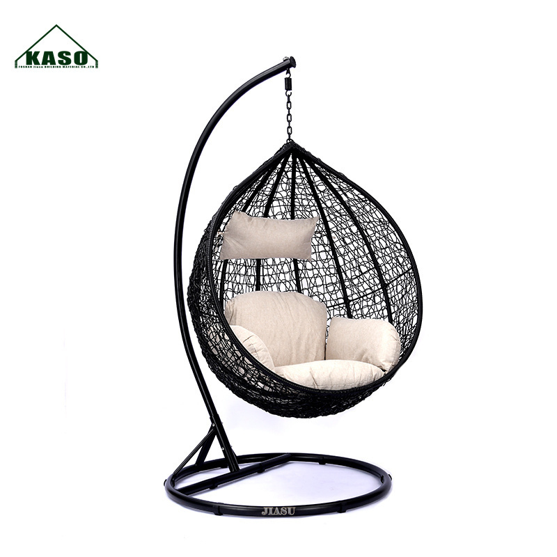 Garden Patio Swings Outdoor Furniture Canopy Folding Hanging Acrylic Stand Wood Egg Chair Swing Black