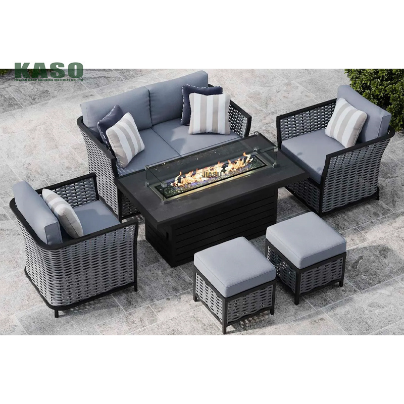 Outdoor Furniture Set Fire Pit Rattan Wicker Chair Table Metal Sectional Dinning Modern Bistro 4 Piece Sets Patio Dining Sets