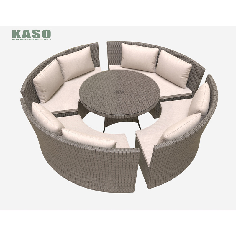 Hot Sale Rattan Leisure Round Curved Modern Outdoor Set Aluminium Luxury Semi Circle Garden Furniture