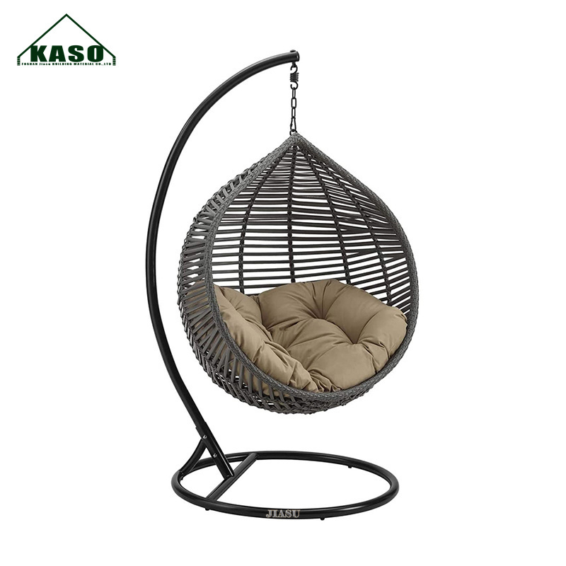 Swing Chair with Stand Legs Kids Swinging Black Modern Garden Outdoor Furniture Rattan Hanging Egg Chair