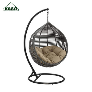 Swing Chair with Stand Legs Kids Swinging Black Modern Garden Outdoor Furniture Rattan Hanging Egg Chair