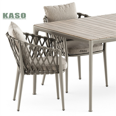 Rattan Chair Courtyard Cafe Dinning Stackable Modern Patio Restaurant Wicker Cast Aluminum Rope Garden Chair Outdoor Furniture