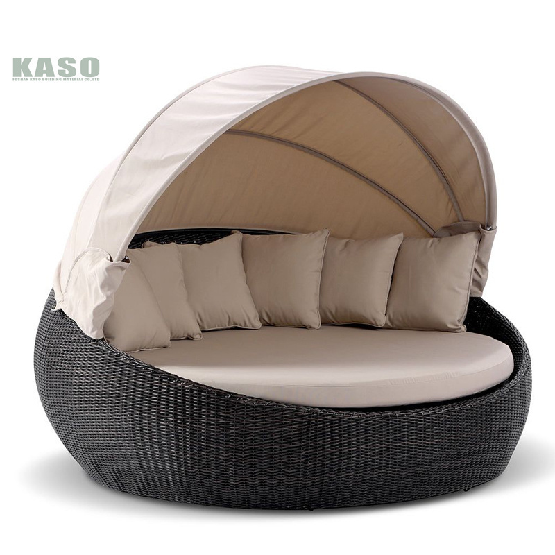 Modern Day Bed Patio Furniture Hotel Luxury Teak Rope Garden Sun Lounger Round Aluminum Rattan Wicker Outdoor Daybed With Canopy