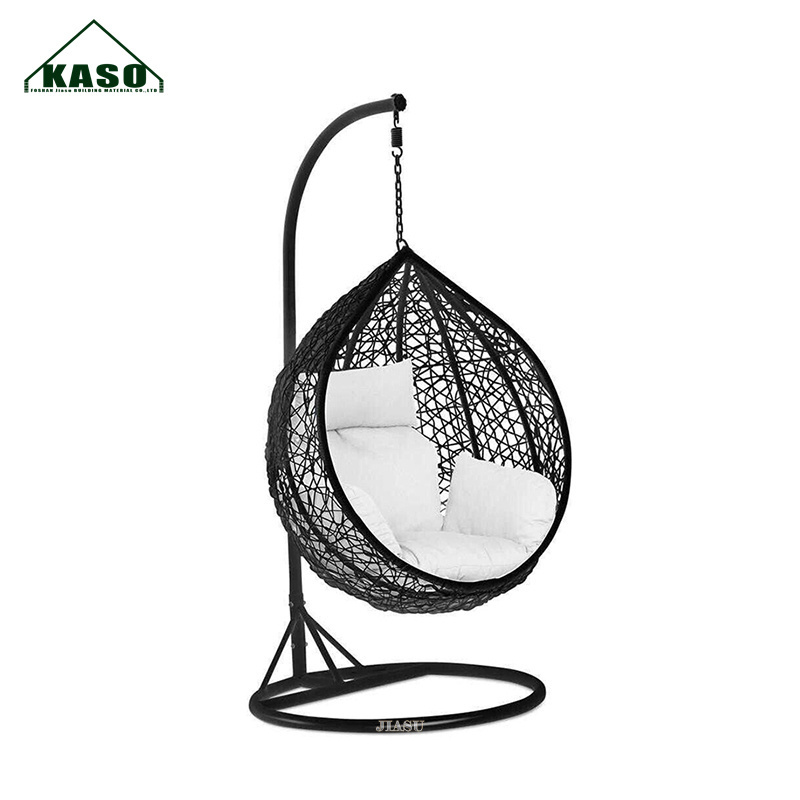 Swing Chair with Stand Legs Kids Swinging Black Modern Garden Outdoor Furniture Rattan Hanging Egg Chair