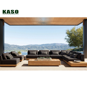 Furniture Sectional Modern Patio Set Wooden Outdoor Modular Couch Backyard Lounge Outdoor Garden Sofa Teak Wood Sofa