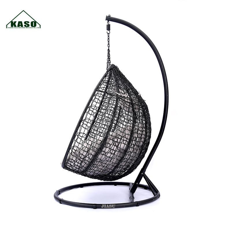 Garden Patio Swings Outdoor Furniture Canopy Folding Hanging Acrylic Stand Wood Egg Chair Swing Black