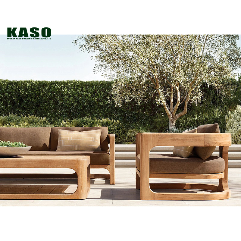 Furniture Sectional Modern Patio Set Wooden Outdoor Modular Couch Backyard Lounge Outdoor Garden Sofa Teak Wood Sofa