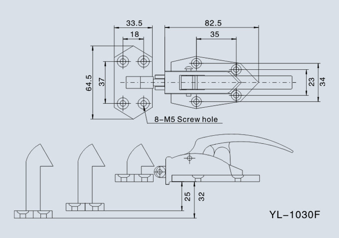 Latches & Hinges Type Reversible Reach-in Cam-lift Hinge 1030F/1040F