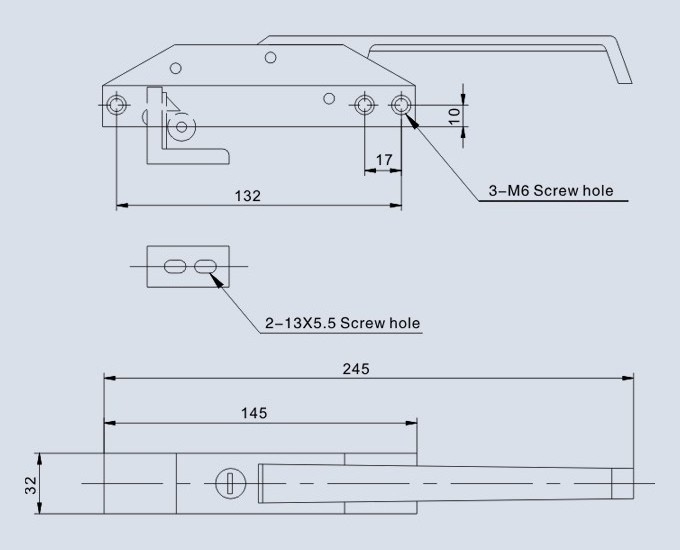 Edgemount Mechanical Latch,Straight Handle Door lockYL-779