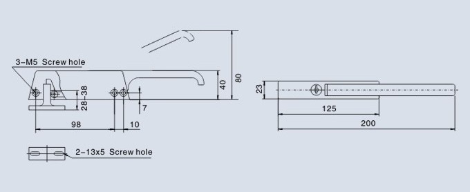 Edgemount Mechanical Latch (with lock),metal gate latch,The short handle YL-1240