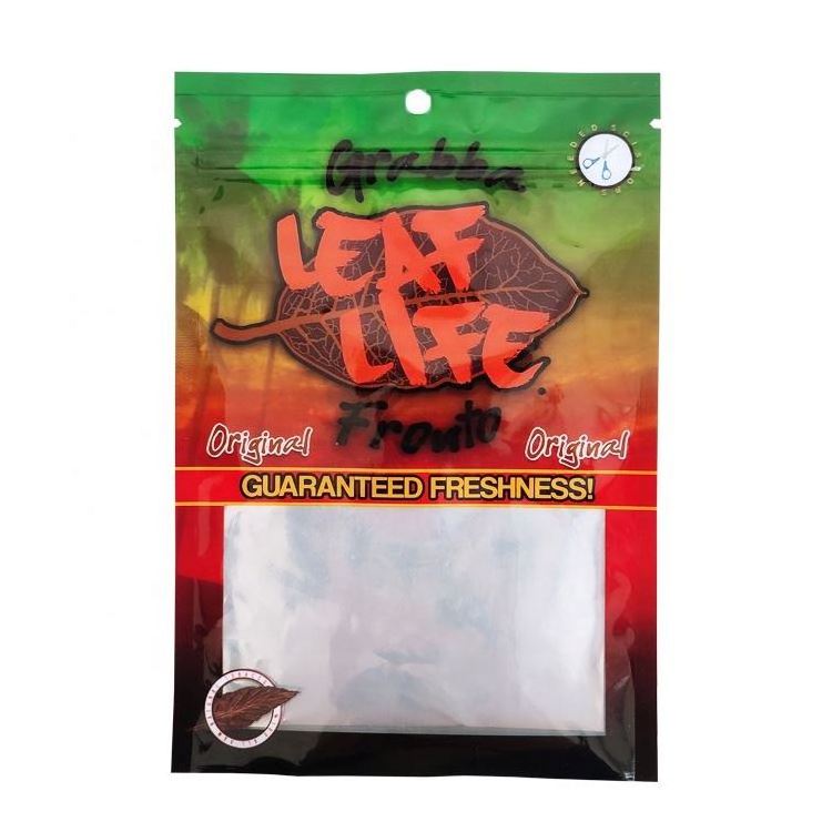 Custom Print Resealable Ziplock Plastic Smoking Leaf Packaging Bag