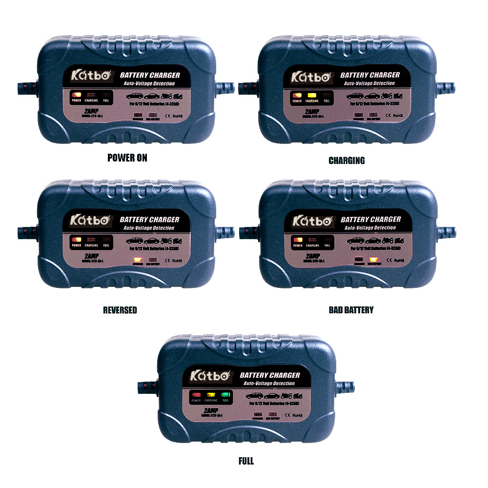 2A Charging 4A-32A Automotive Battery Charger 6V / 12V Smart Battery Maintainer Trickle Charger for Car Motorcycle Boat Marine