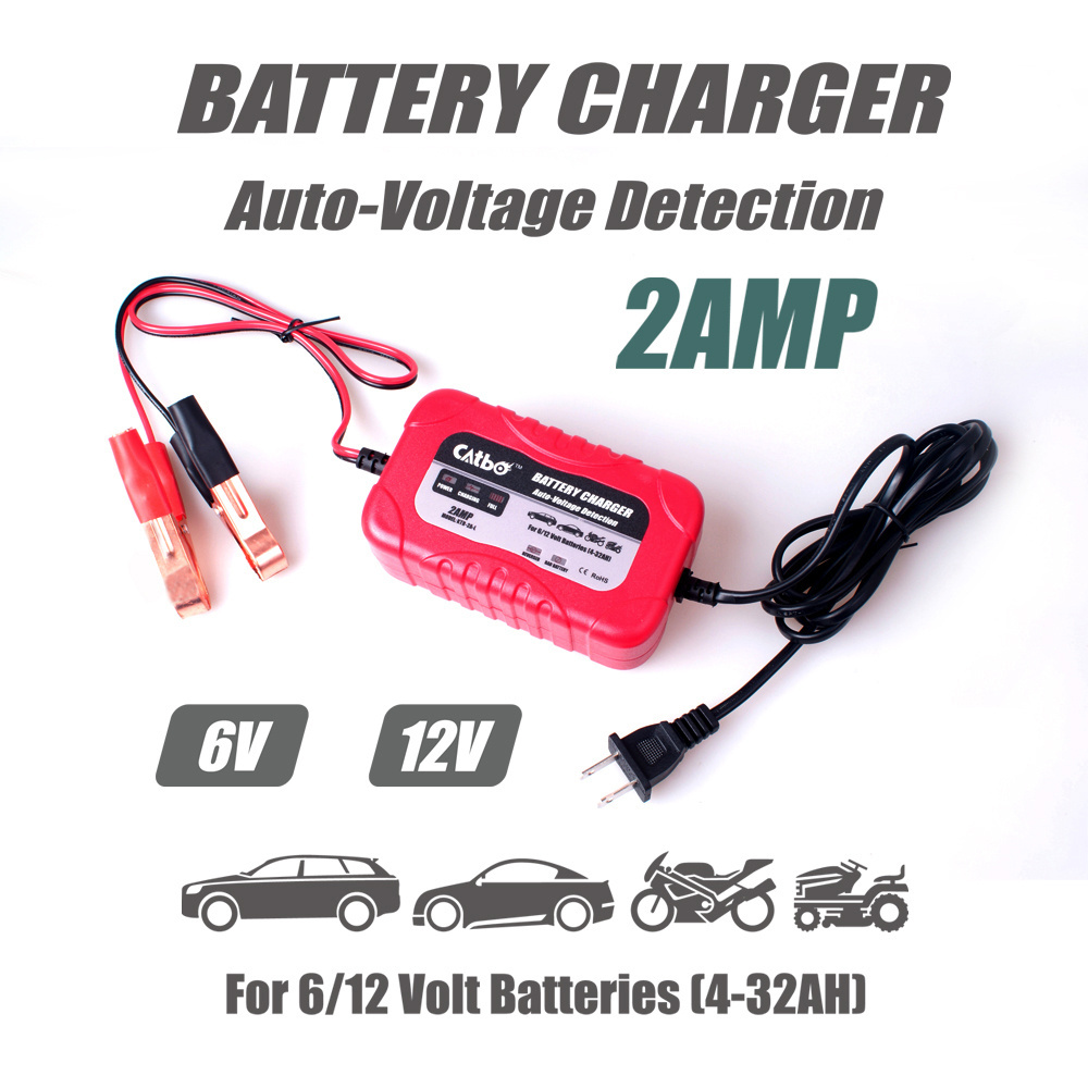 2A Charging 4A-32A Automotive Battery Charger 6V / 12V Smart Battery Maintainer Trickle Charger for Car Motorcycle Boat Marine