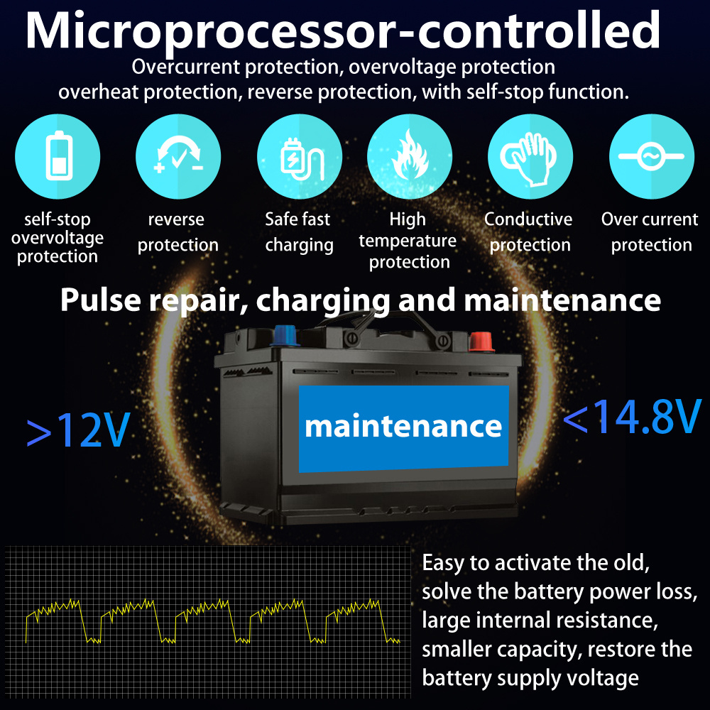 Car Battery Charge 12V Smart Batteries Maintainer Trickle Chargers for Car Motorcycle Boat Marine