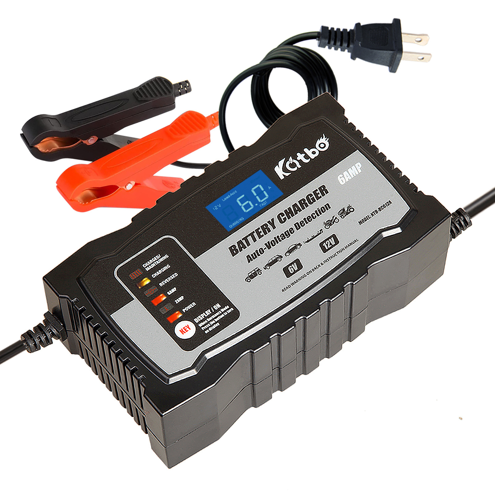 6A  Battery Charge 6V / 12V auto voltage detection Smart Battery Maintainer Trickle Charger for Car Motorcycle Boat Marine