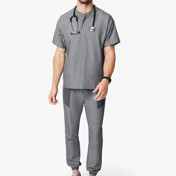 Wholesale Black Waterproof Medical Scrubs Men's Top Quality Uniform Medical Frosted Fashion Medical Uniform