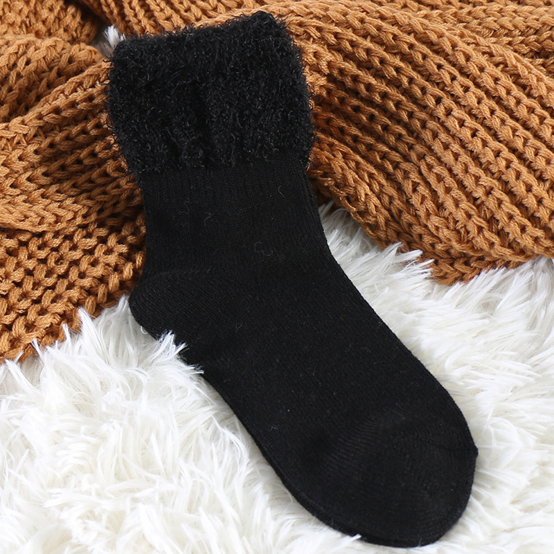 KTS-926-1 Female Autumn And Winter Adult Thickened Stack Warm Solid Color Snow Leisure Feather Yarn Women Tube Socks