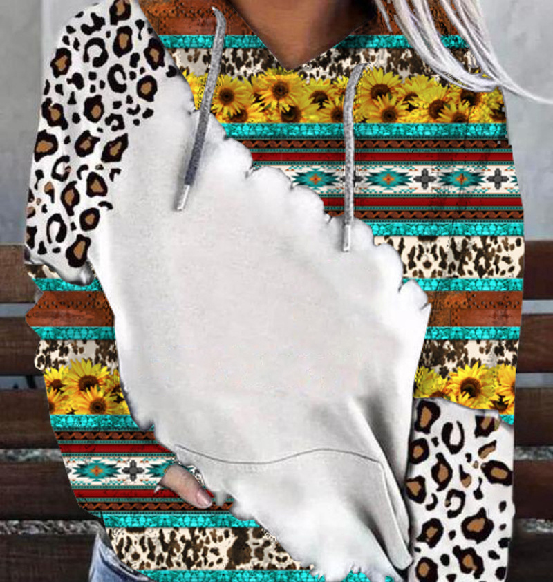 Women Casual Aztec Cow Leopard Sweatshirt Sublimation Blank Hoodies