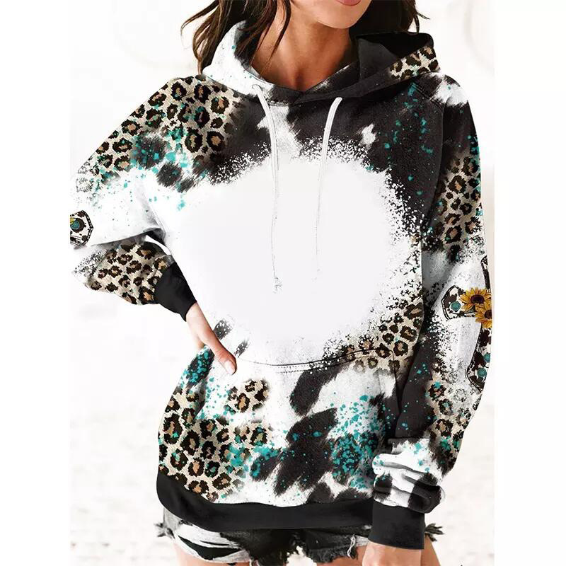 Women Casual Aztec Cow Leopard Sweatshirt Sublimation Blank Hoodies