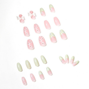 Youthful Green Crushed Floral Butterfly candy for Spring/Summer 24 pcs press on nails false nails artificial fingernails 1212