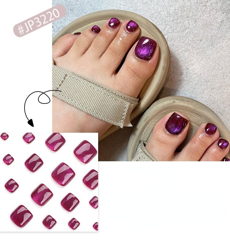 New Arrival Purple Toe Nails Cat Eye High-end Wearable Toe Tips 24 pcs press on nails artificial fingernails nails