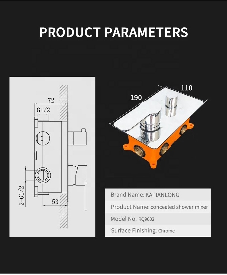 Popular In wall Brass Shower Faucet Body Valve Concealed Round Bath Shower Mixer 2 way Diverter embedded shower body