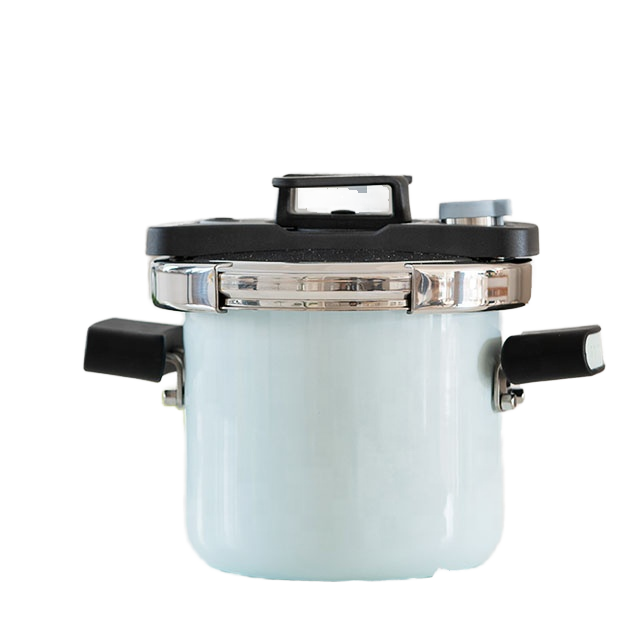 New 1-3 Person Blue Enamel Pressure Cooker with Stainless Steel Sauce Pan Lid Mini Size Pot Stocked