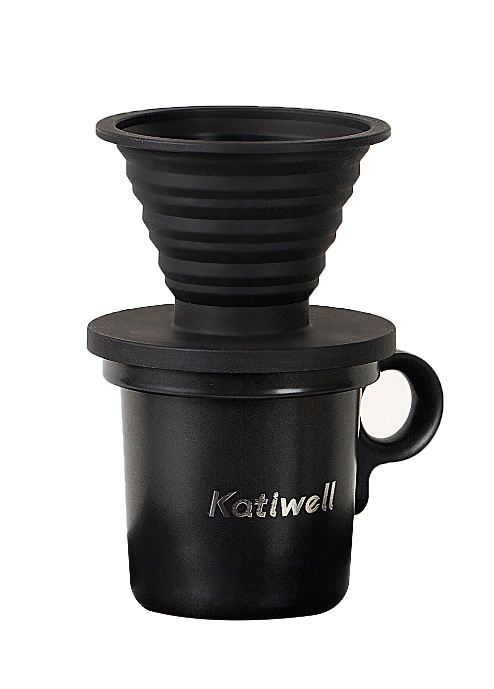 Black Outdoor Drip Coffee Set Includes Magnetic Enamel Coffee Mug and Adjustable Middle Grinder for Coffee Sipping