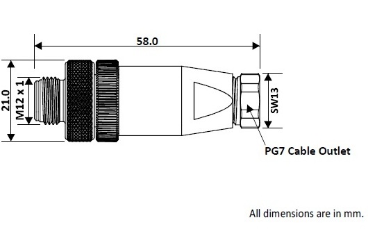 M12 Male Straight 5 Pin PG7 Screw Type Connector