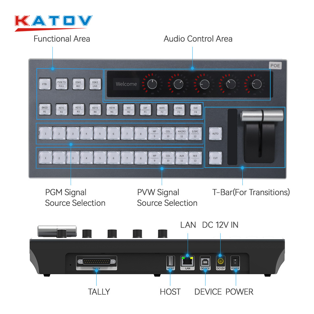 KATO VISION usb blackmagic atem switcher IP control panel for blackmagic switcher blackmagic vmix control panel