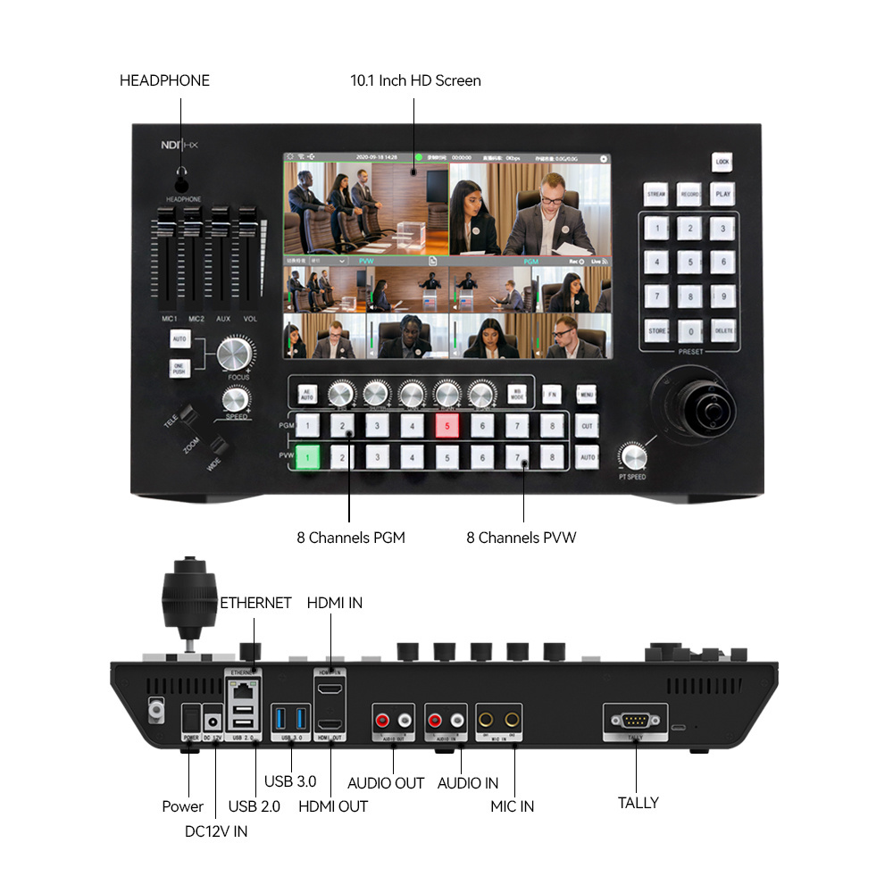 KATOV ptz camera switch 8ch mixer NDI de video switcher broadcast studio equipment video switcher