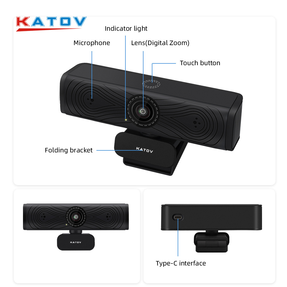 KATOV 4k usb webcam cover laptop usb3.0 4k auto framing web camera video conference webcam cameras