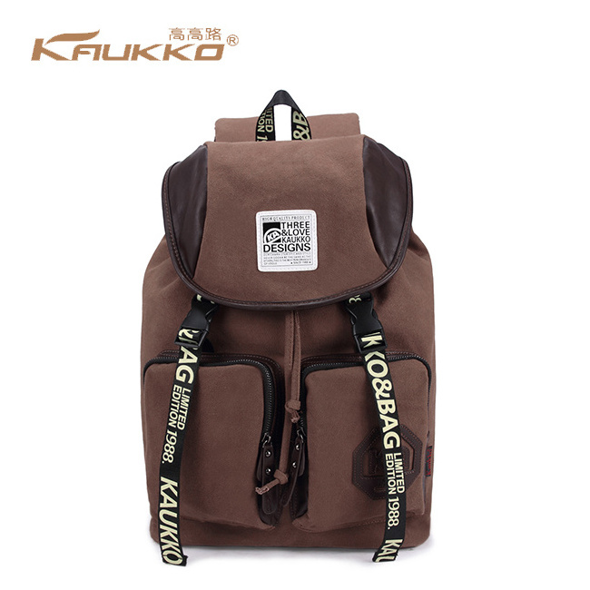 Multi-Funtional Canvas Men and Women Rucksack School Bag Hiking Camping Knapsack Backpack Drawstring Bag